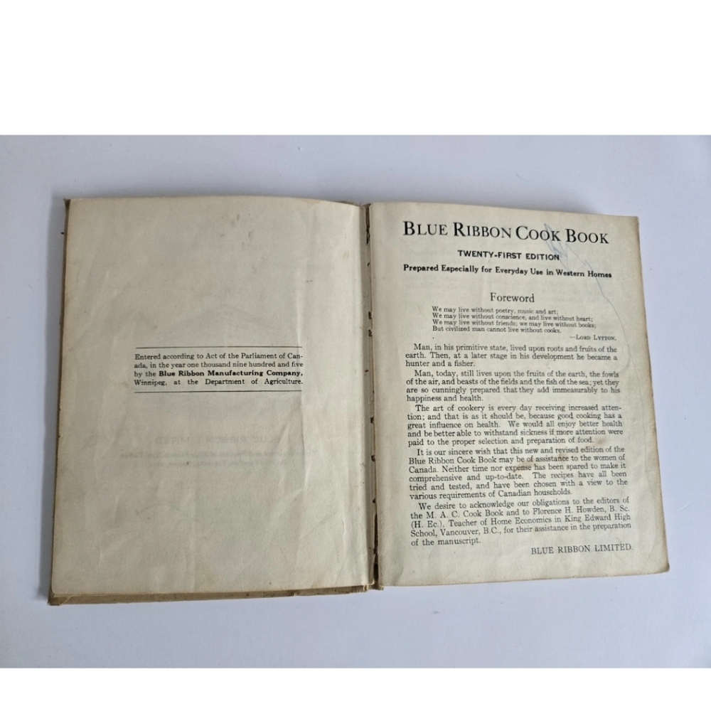 Blue Ribbon Cook Book Vintage Cookbook